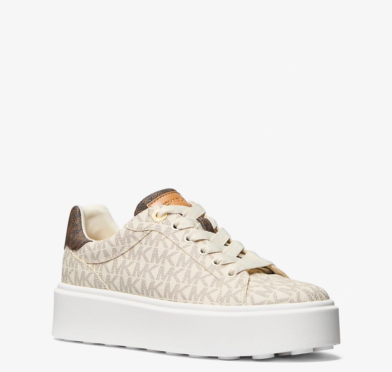 [INCOMING ETA 30 DAYS] Michael Kors Romey Metallic Two-Tone Signature Logo Platform Sneaker in Vanilla (FK)(49F4RMFS1B)