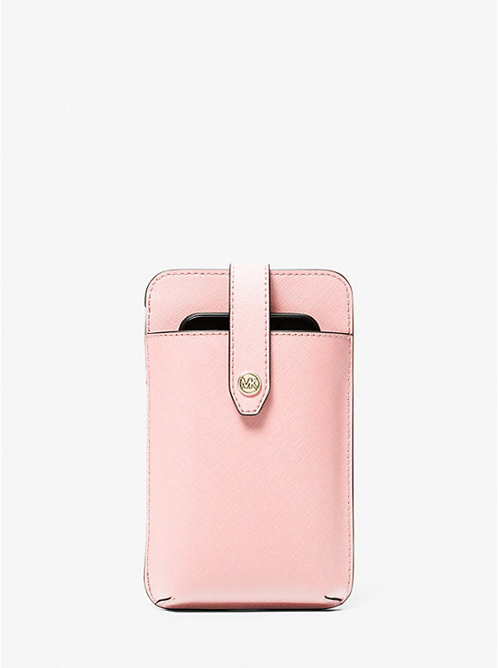 Michael Kors Saffiano Leather Smartphone Crossbody Bag in Powder Blush (35R3GTVC2L)