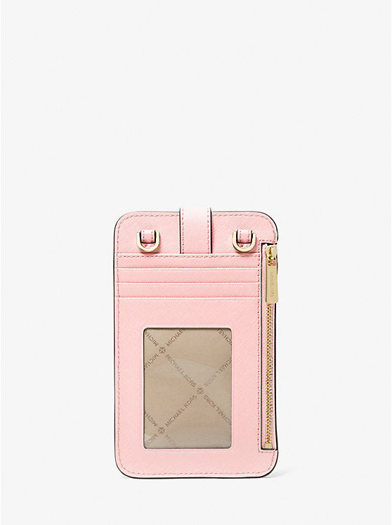 Michael Kors Saffiano Leather Smartphone Crossbody Bag in Powder Blush (35R3GTVC2L)