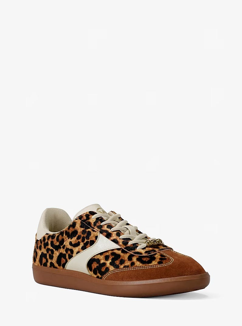 [ENA][FK][INCOMING ETA 30 DAYS] Michael Kors Sammy Leopard Print Calf Hair Sneaker in Dark Camel Multi (49F6BNFS1H)