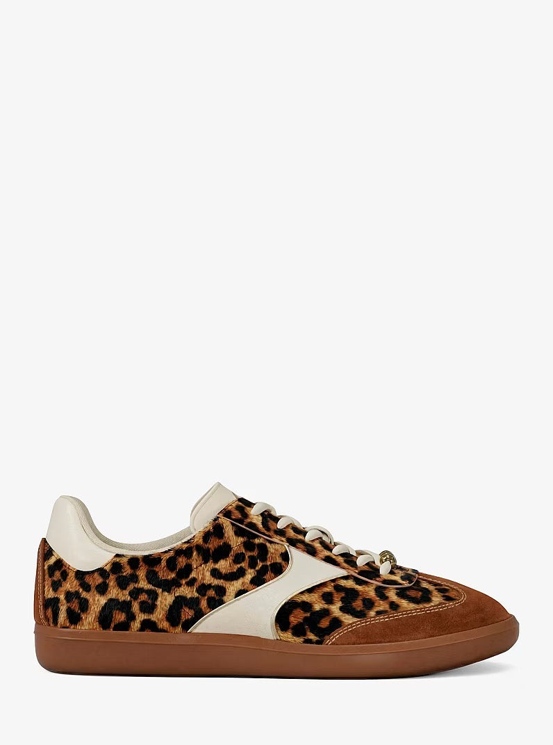 [ENA][FK][INCOMING ETA 30 DAYS] Michael Kors Sammy Leopard Print Calf Hair Sneaker in Dark Camel Multi (49F6BNFS1H)