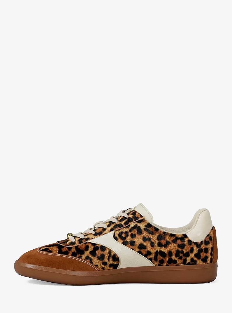 [ENA][FK][INCOMING ETA 30 DAYS] Michael Kors Sammy Leopard Print Calf Hair Sneaker in Dark Camel Multi (49F6BNFS1H)