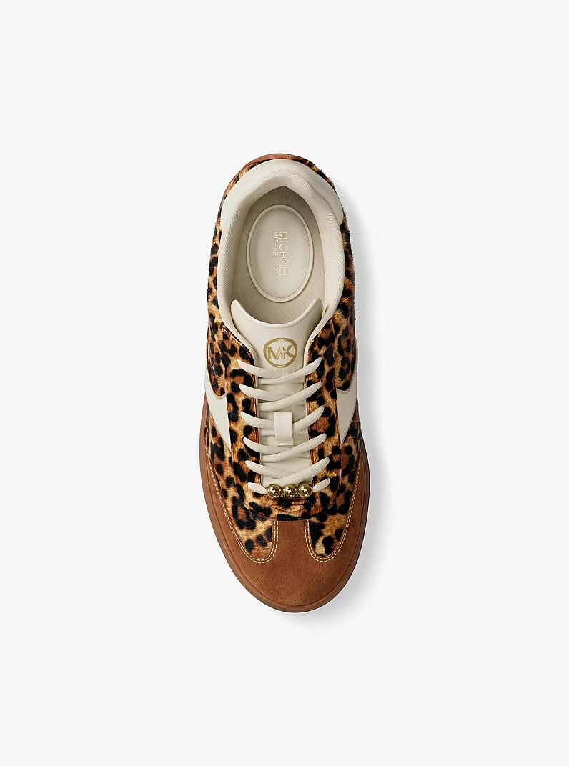 [ENA][FK][INCOMING ETA 30 DAYS] Michael Kors Sammy Leopard Print Calf Hair Sneaker in Dark Camel Multi (49F6BNFS1H)