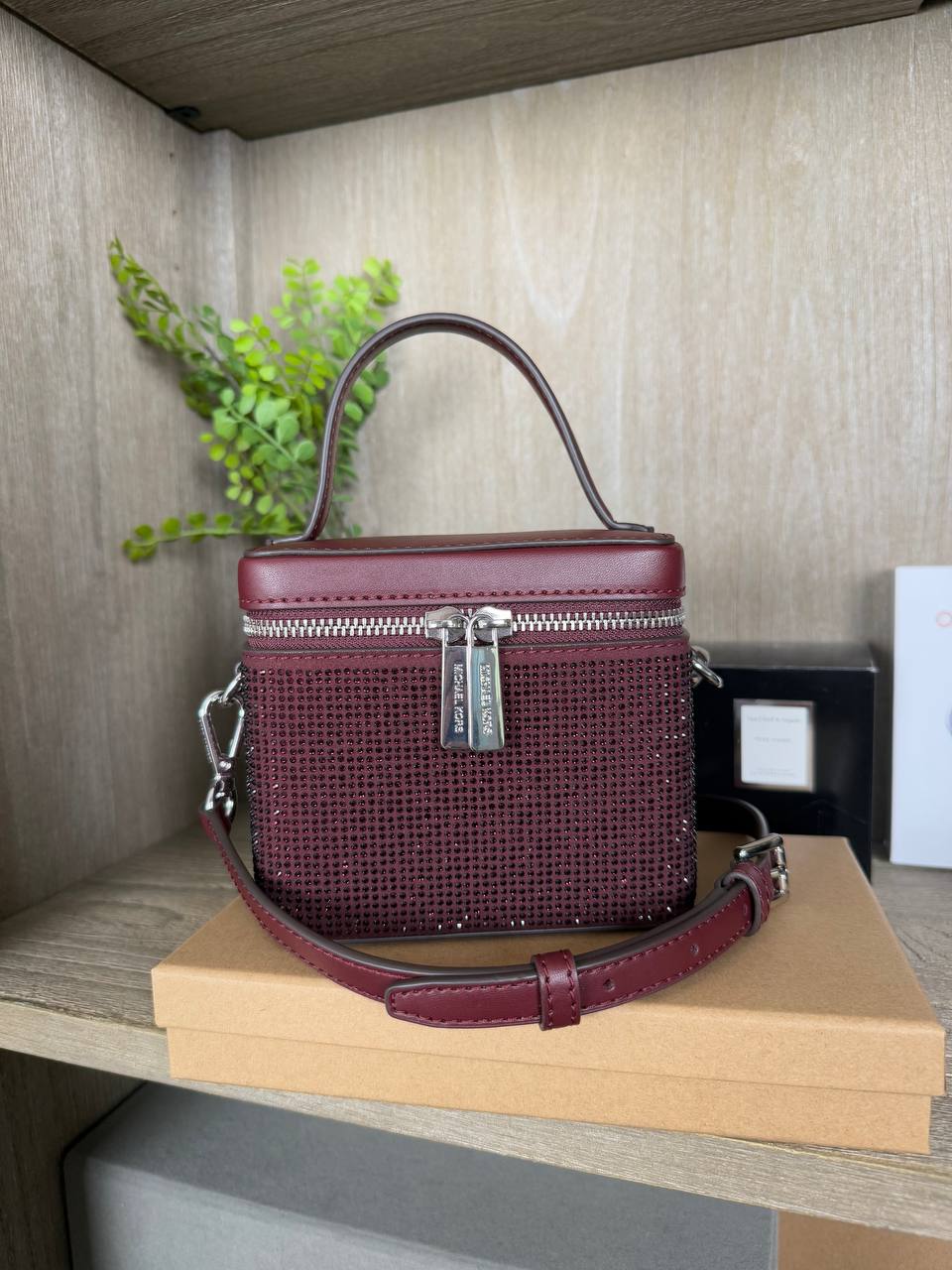 [INCOMING ETA 30 DAYS] Michael Kors Sandrine Small Box Crossbody in Oxblood (35F4SD2C1S)