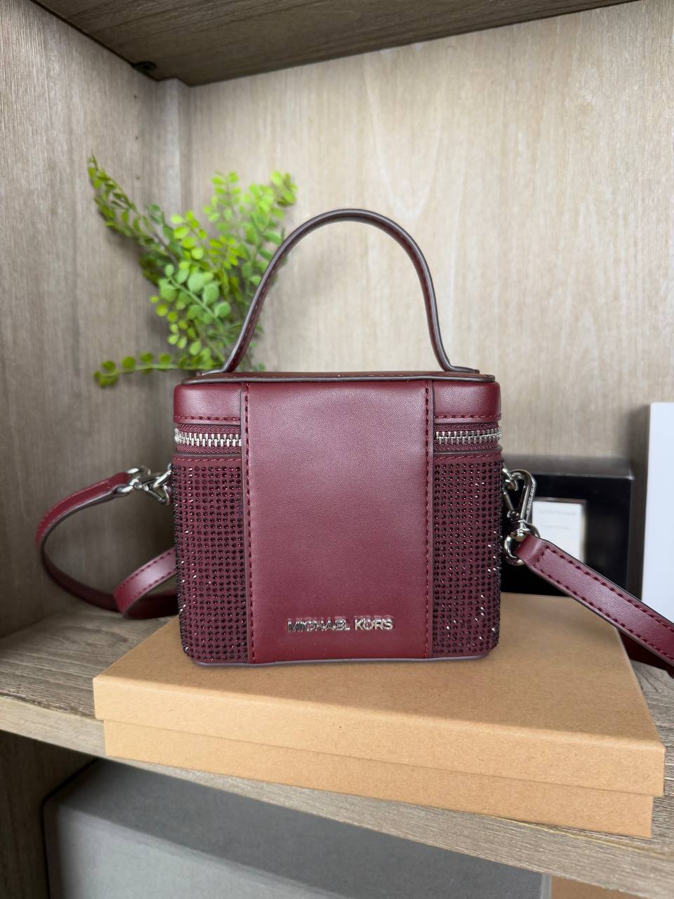 [INCOMING ETA 30 DAYS] Michael Kors Sandrine Small Box Crossbody in Oxblood (35F4SD2C1S)