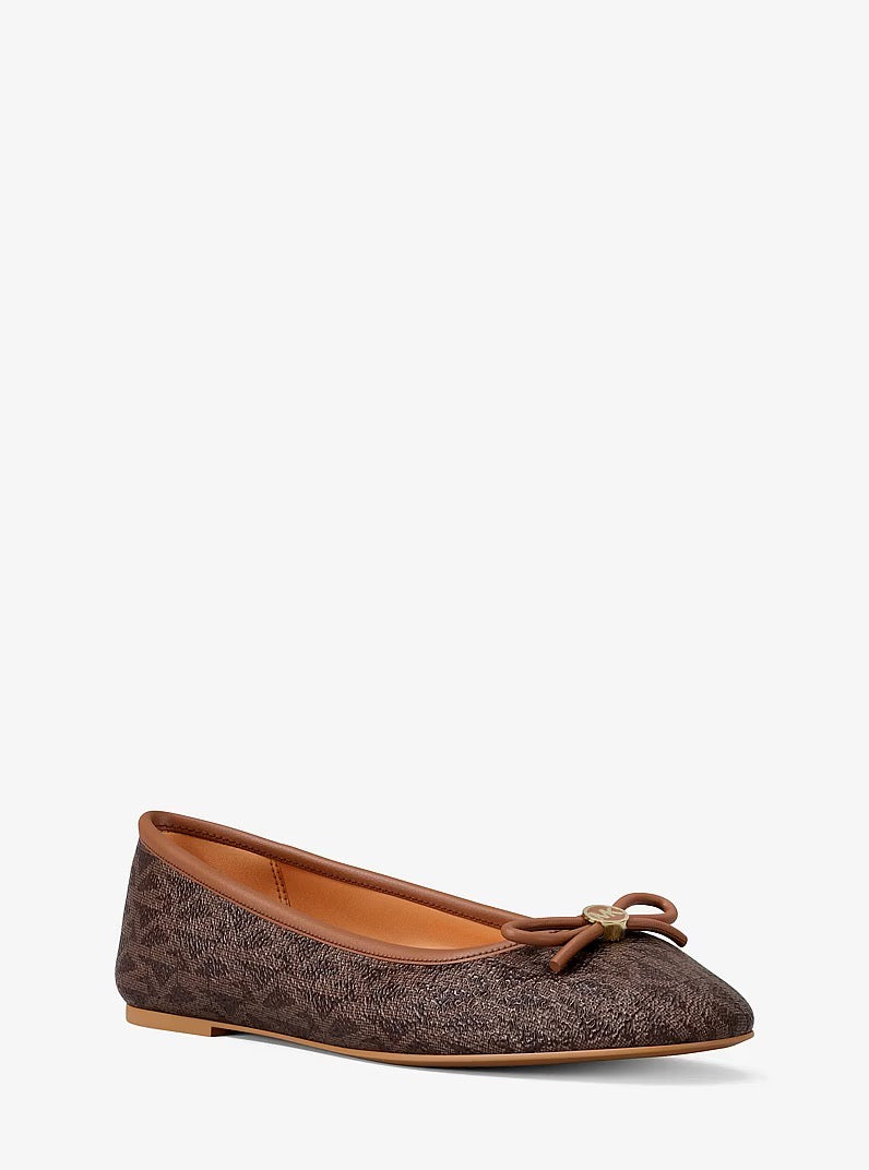 [INCOMING ETA 30 DAYS] Michael Kors Savannah Ballerina Flats with Logo in Signature Brown (FK)(49S6SVFP1B)
