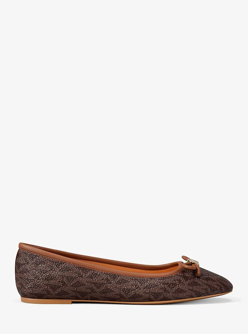 [INCOMING ETA 30 DAYS] Michael Kors Savannah Ballerina Flats with Logo in Signature Brown (FK)(49S6SVFP1B)