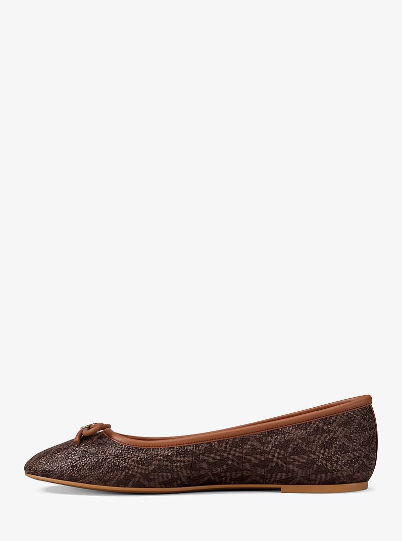 [INCOMING ETA 30 DAYS] Michael Kors Savannah Ballerina Flats with Logo in Signature Brown (FK)(49S6SVFP1B)