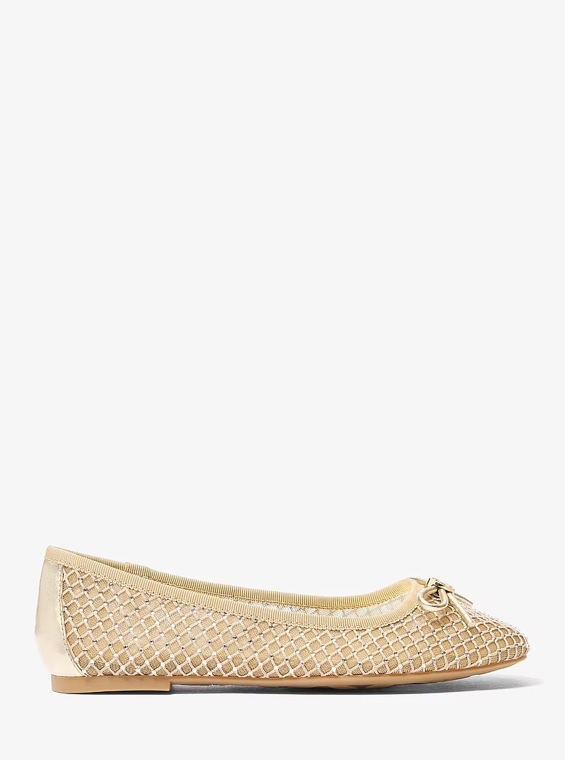 [INCOMING ETA 30 DAYS] Michael Kors Savannah Flat Mesh Ballerina with Embellishments in Pale Gold (FK)(49S6SVFP3D)