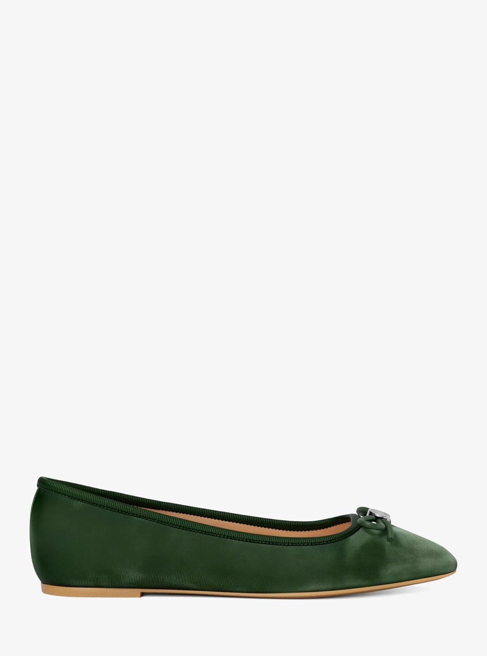 [WEB EXCLUSIVE][FK][INCOMING ETA 30 DAYS] Michael Kors Savannah Logo Debossed Velvet Ballet Flat in Green (49F6SVFP2D)