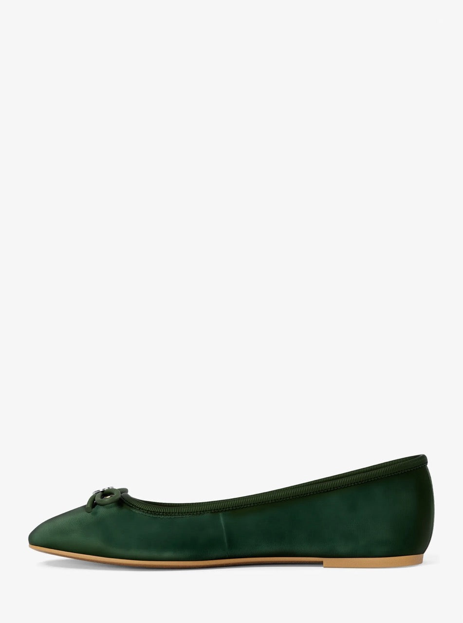 [WEB EXCLUSIVE][FK][INCOMING ETA 30 DAYS] Michael Kors Savannah Logo Debossed Velvet Ballet Flat in Green (49F6SVFP2D)