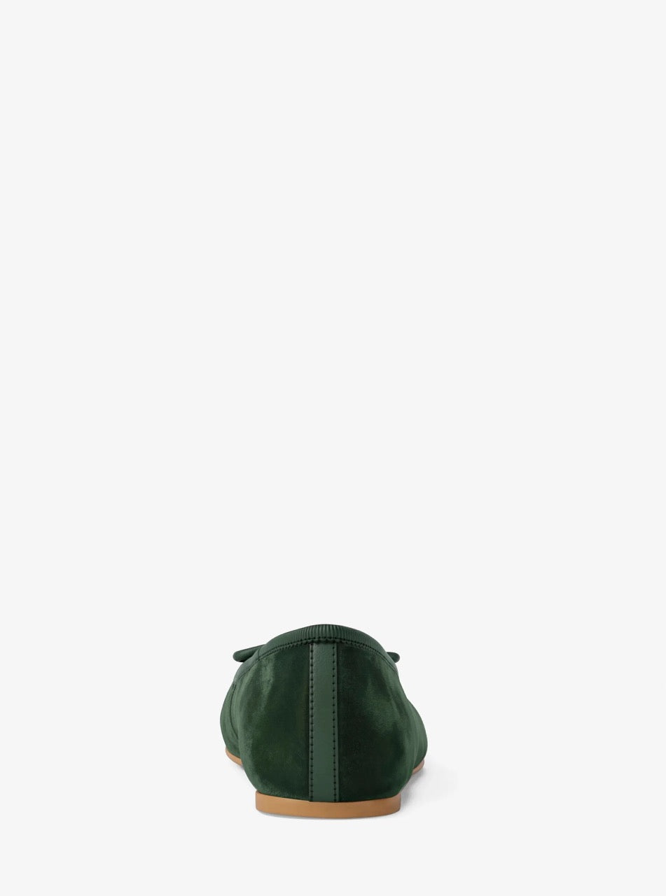 [WEB EXCLUSIVE][FK][INCOMING ETA 30 DAYS] Michael Kors Savannah Logo Debossed Velvet Ballet Flat in Green (49F6SVFP2D)