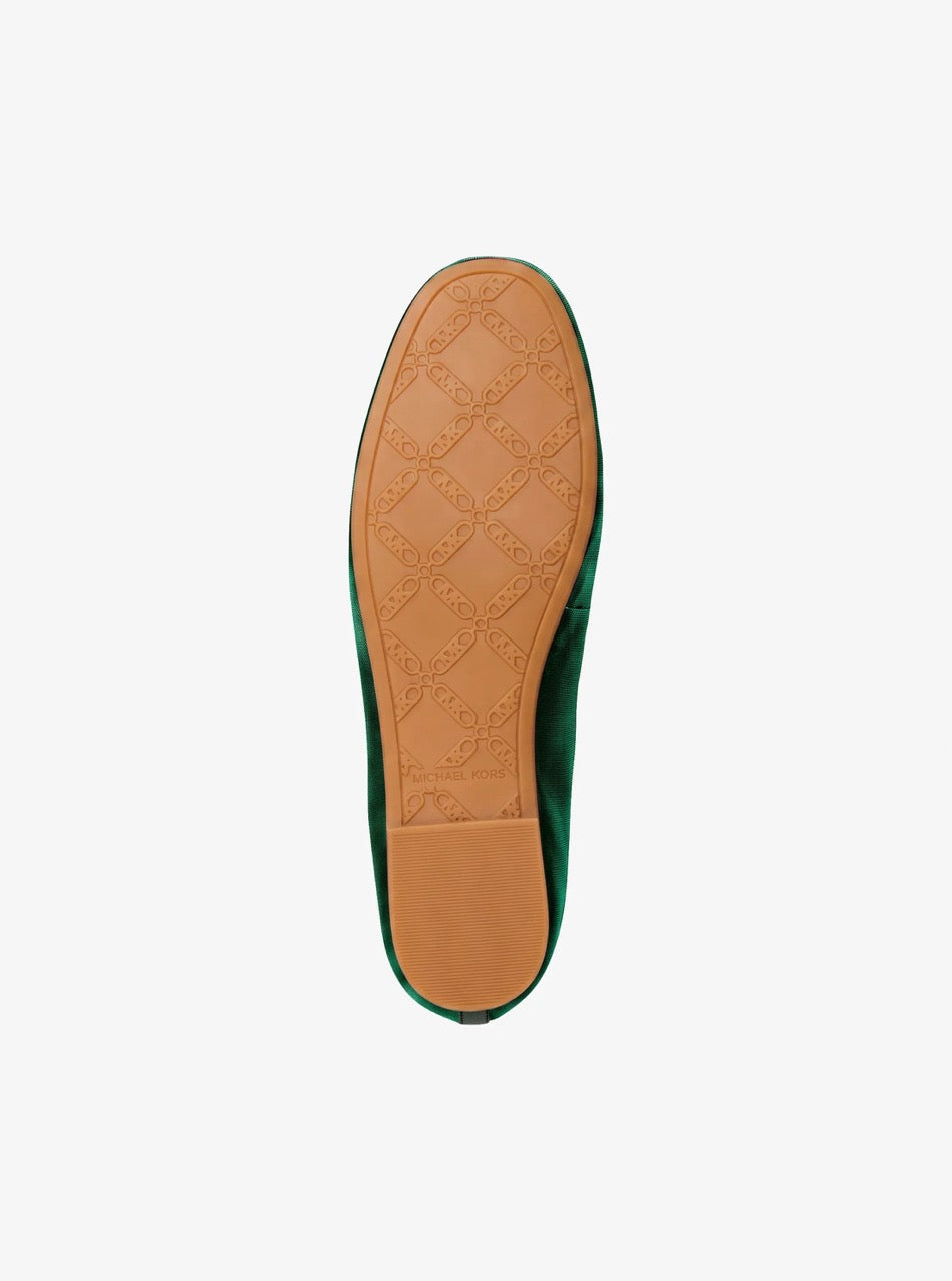 [WEB EXCLUSIVE][FK][INCOMING ETA 30 DAYS] Michael Kors Savannah Logo Debossed Velvet Ballet Flat in Green (49F6SVFP2D)