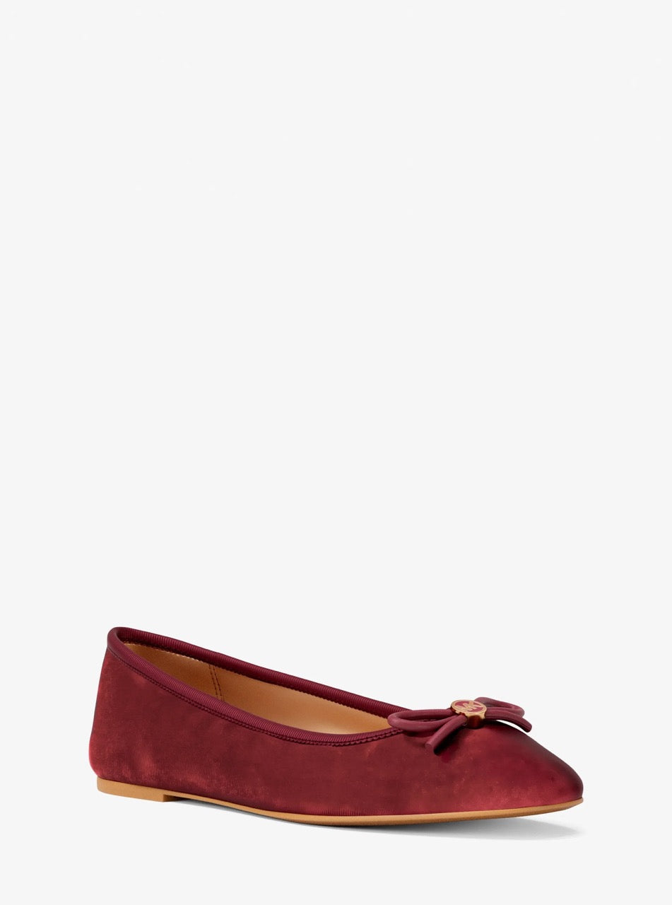 [WEB EXCLUSIVE][FK][INCOMING ETA 30 DAYS] Michael Kors Savannah Logo Debossed Velvet Ballet Flat in Maroon (49F6SVFP2D)