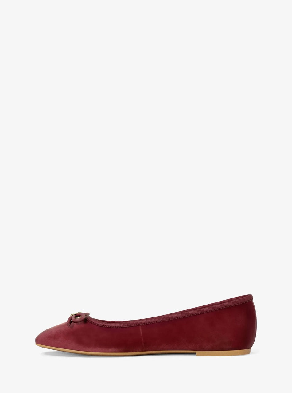 [WEB EXCLUSIVE][FK][INCOMING ETA 30 DAYS] Michael Kors Savannah Logo Debossed Velvet Ballet Flat in Maroon (49F6SVFP2D)