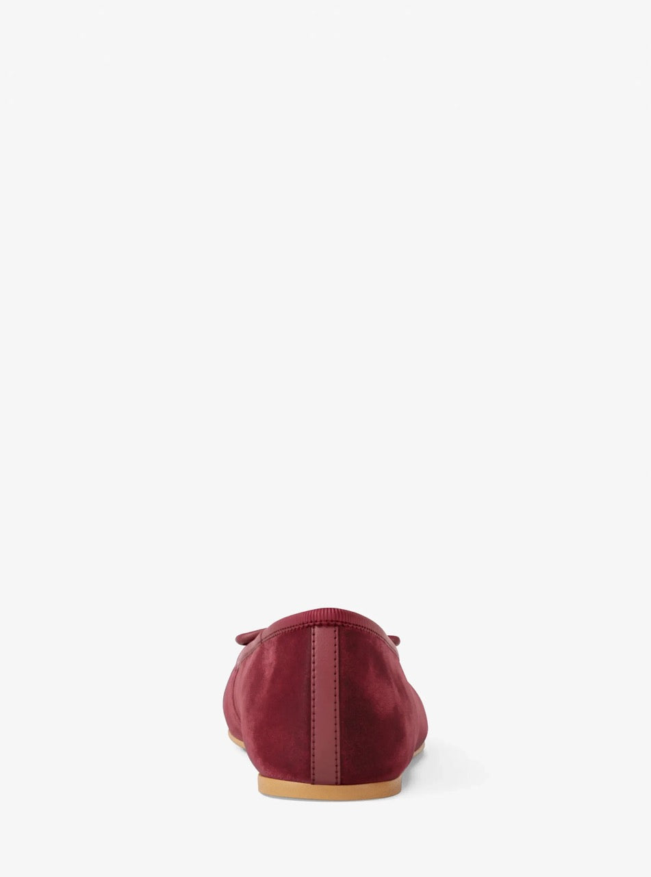 [WEB EXCLUSIVE][FK][INCOMING ETA 30 DAYS] Michael Kors Savannah Logo Debossed Velvet Ballet Flat in Maroon (49F6SVFP2D)