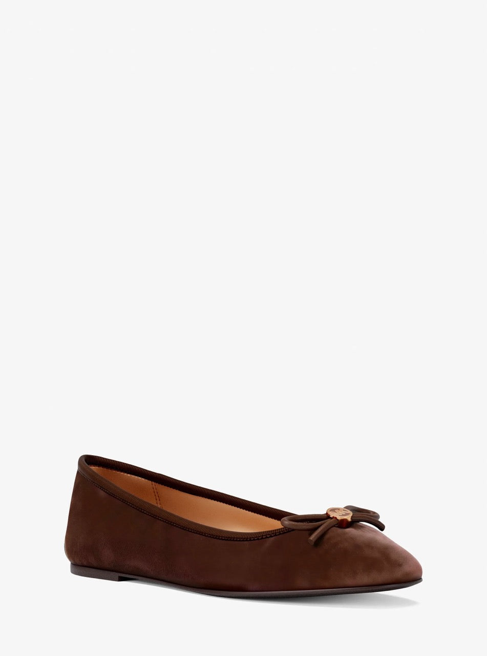 [WEB EXCLUSIVE][FK][INCOMING ETA 30 DAYS] Michael Kors Savannah Logo Debossed Velvet Ballet Flat in Nutmeg (49F6SVFP2D)