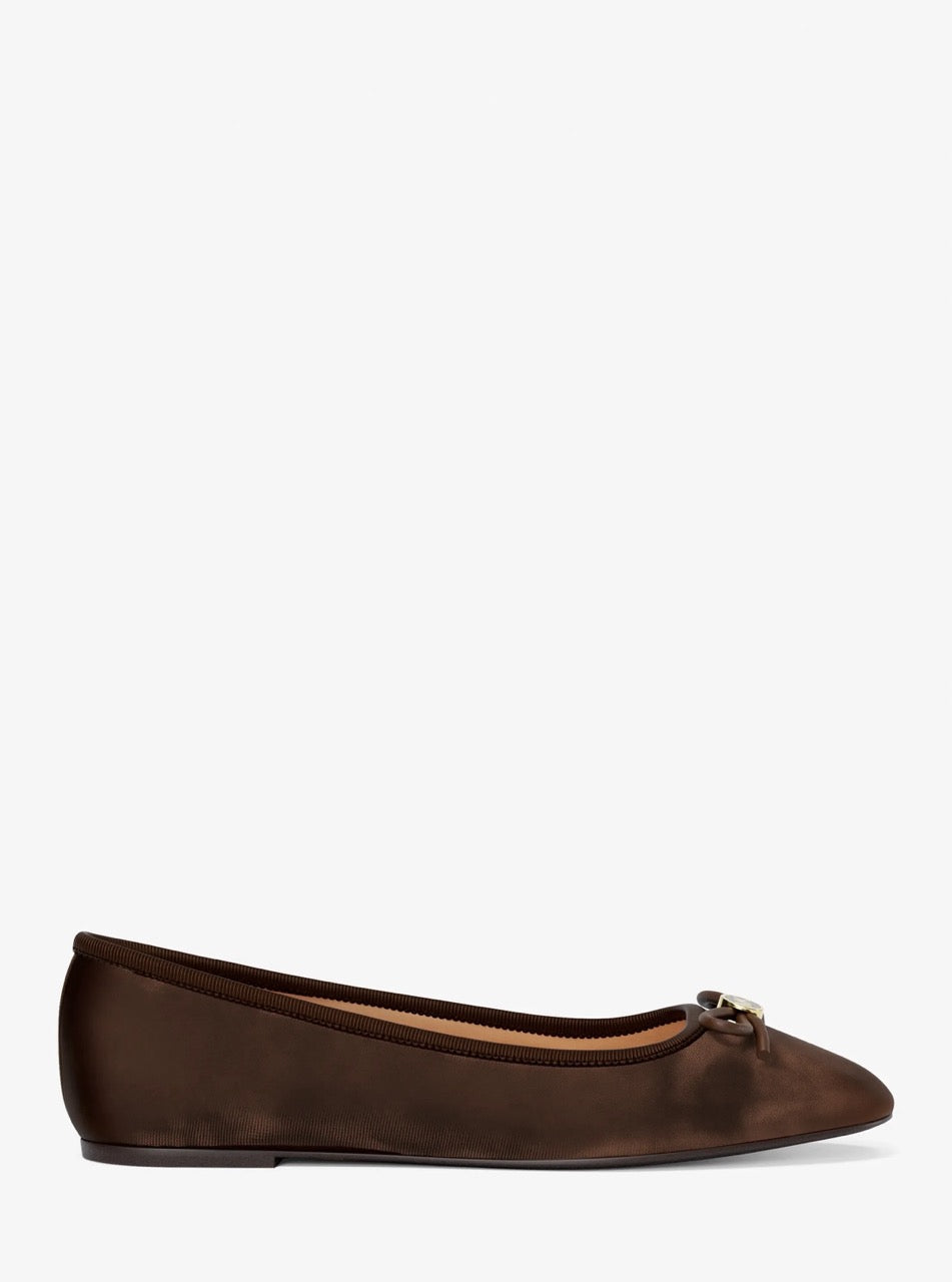 [WEB EXCLUSIVE][FK][INCOMING ETA 30 DAYS] Michael Kors Savannah Logo Debossed Velvet Ballet Flat in Nutmeg (49F6SVFP2D)