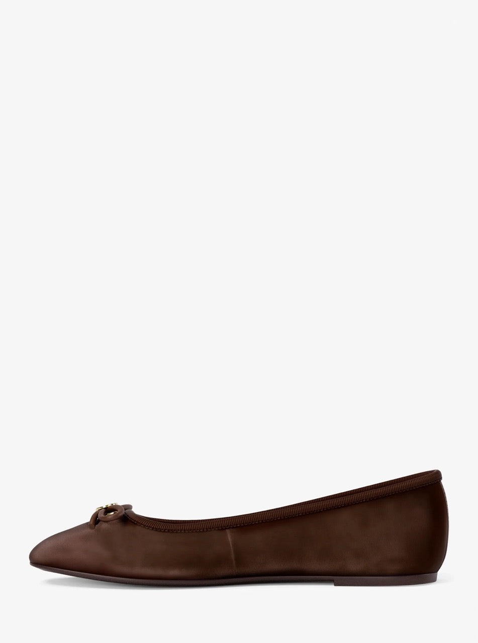 [WEB EXCLUSIVE][FK][INCOMING ETA 30 DAYS] Michael Kors Savannah Logo Debossed Velvet Ballet Flat in Nutmeg (49F6SVFP2D)