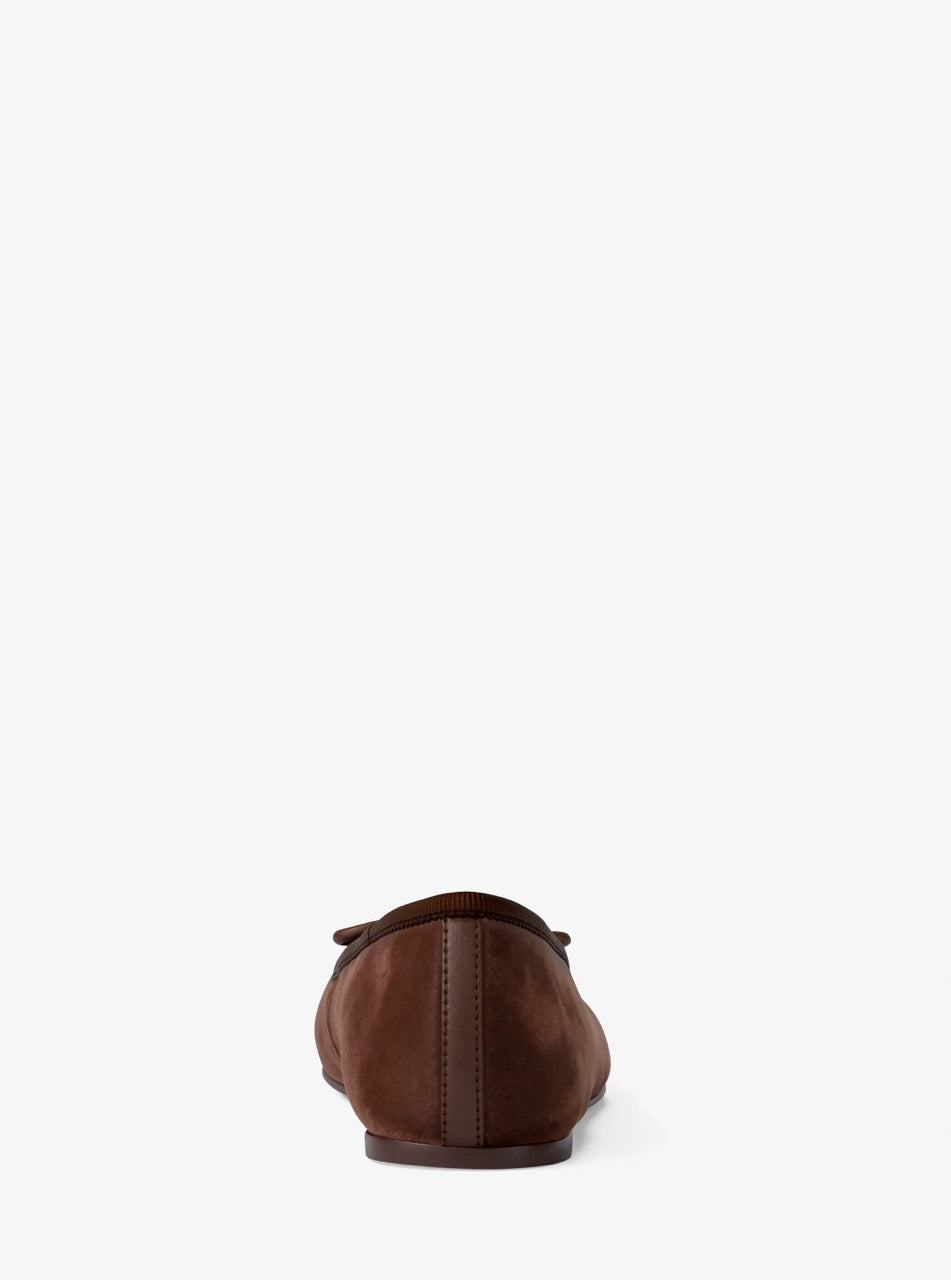 [WEB EXCLUSIVE][FK][INCOMING ETA 30 DAYS] Michael Kors Savannah Logo Debossed Velvet Ballet Flat in Nutmeg (49F6SVFP2D)