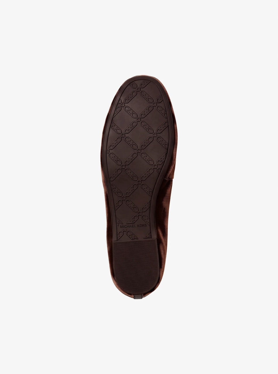 [WEB EXCLUSIVE][FK][INCOMING ETA 30 DAYS] Michael Kors Savannah Logo Debossed Velvet Ballet Flat in Nutmeg (49F6SVFP2D)