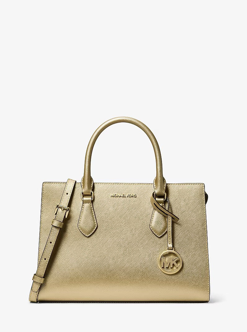 [READY STOCK MY] Michael Kors Sheila Medium CZ Satchel in Pale Gold (35F4G6HS3M)