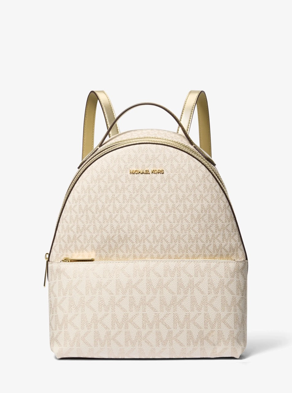 [READY STOCK MY] Michael Kors Sheila Medium Two-Tone Signature Logo Backpack in Pale Gold (35F4G6HB6M)