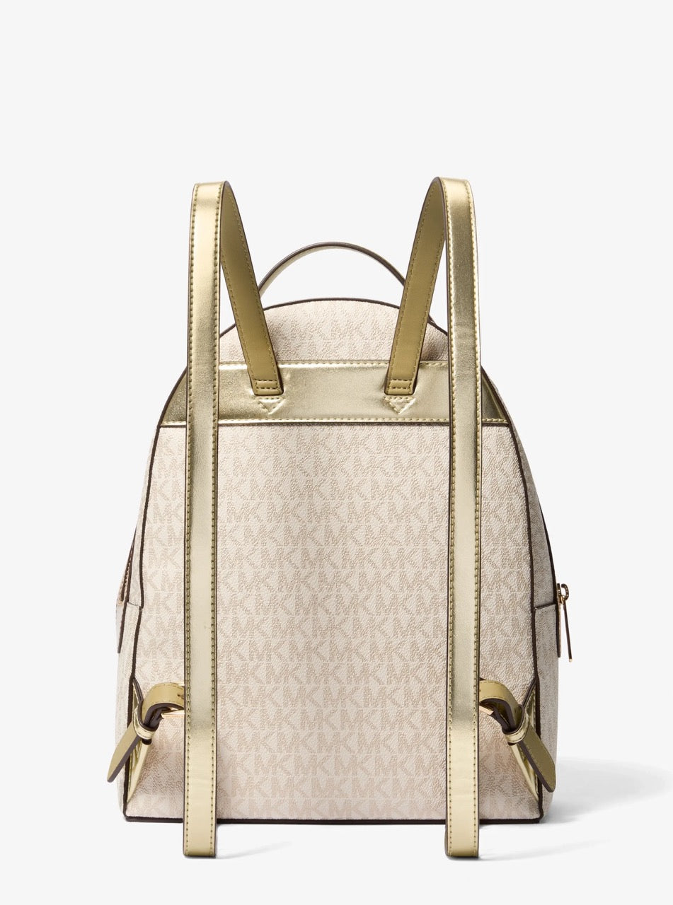 [READY STOCK MY] Michael Kors Sheila Medium Two-Tone Signature Logo Backpack in Pale Gold (35F4G6HB6M)