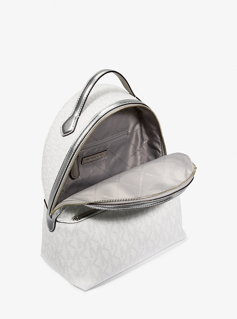 [READY STOCK MY] Michael Kors Sheila Medium Two-Tone Signature Logo Backpack in Silver (35F4S6HB6M)