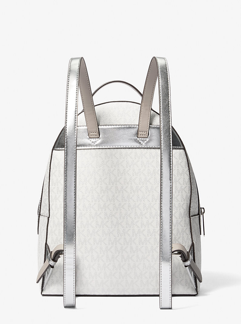 [READY STOCK MY] Michael Kors Sheila Medium Two-Tone Signature Logo Backpack in Silver (35F4S6HB6M)