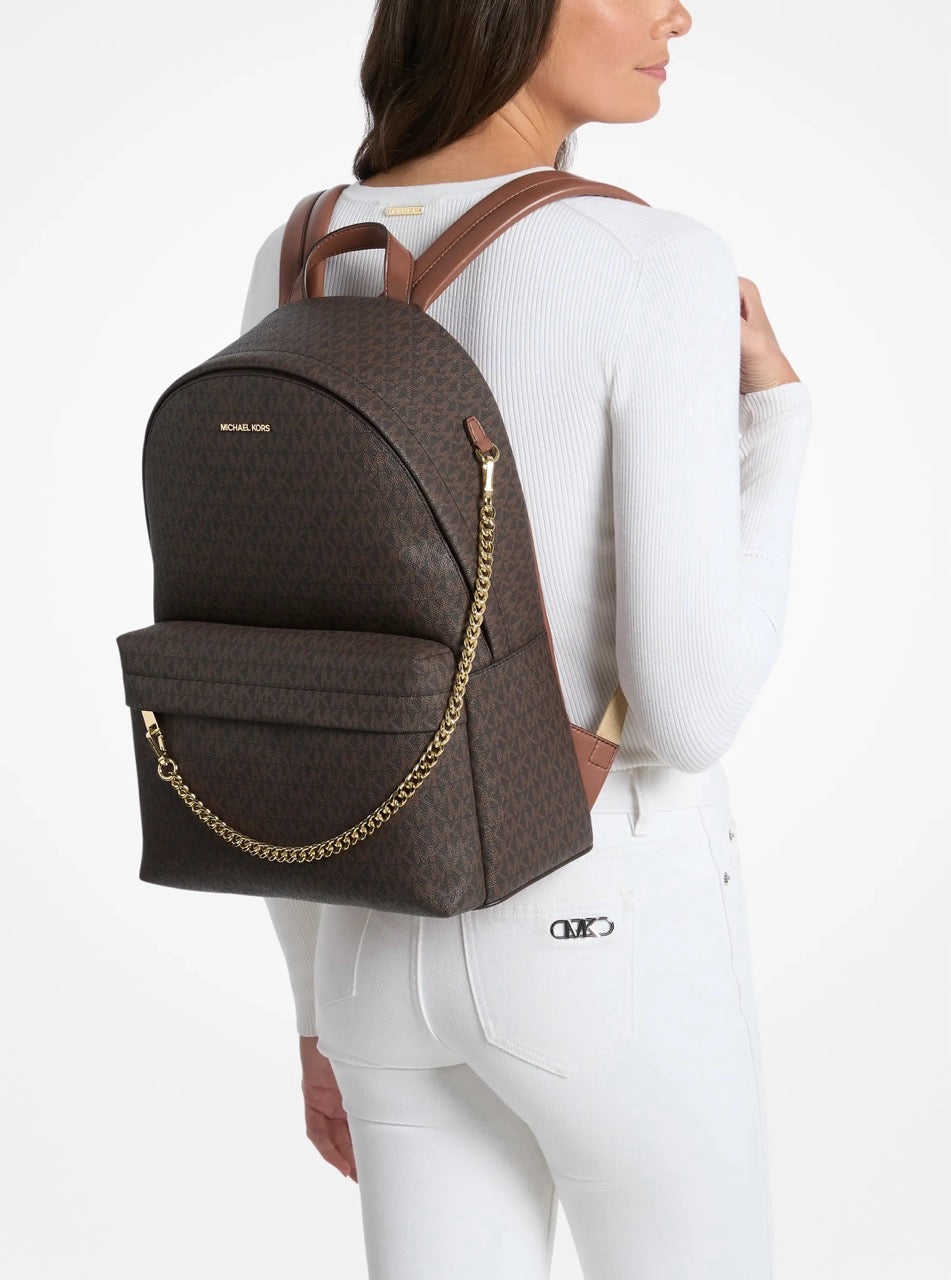 [WEB EXCLUSIVE][READY STOCK MY] Michael Kors Slater Large Chain Backpack in Signature Brown (35F5G04B3B)