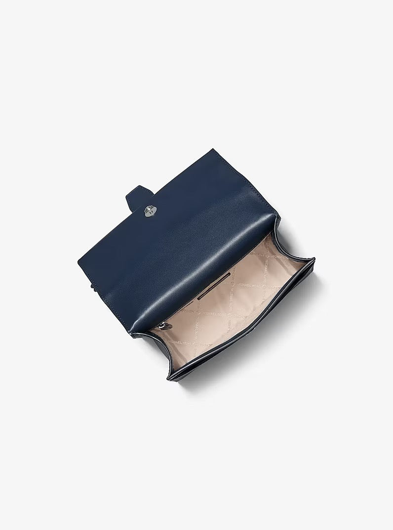 [READY STOCK MY] Michael Kors Small Greenwich Shoulder Bag With Floral Embellishment in Navy Blue (35S6SGRC5L)