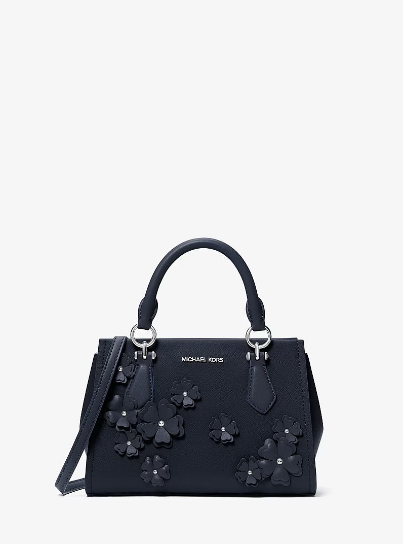 [READY STOCK MY] Michael Kors Small Marilyn Satchel Bag With Floral Embellishments in Navy (35S6S6AM5L)