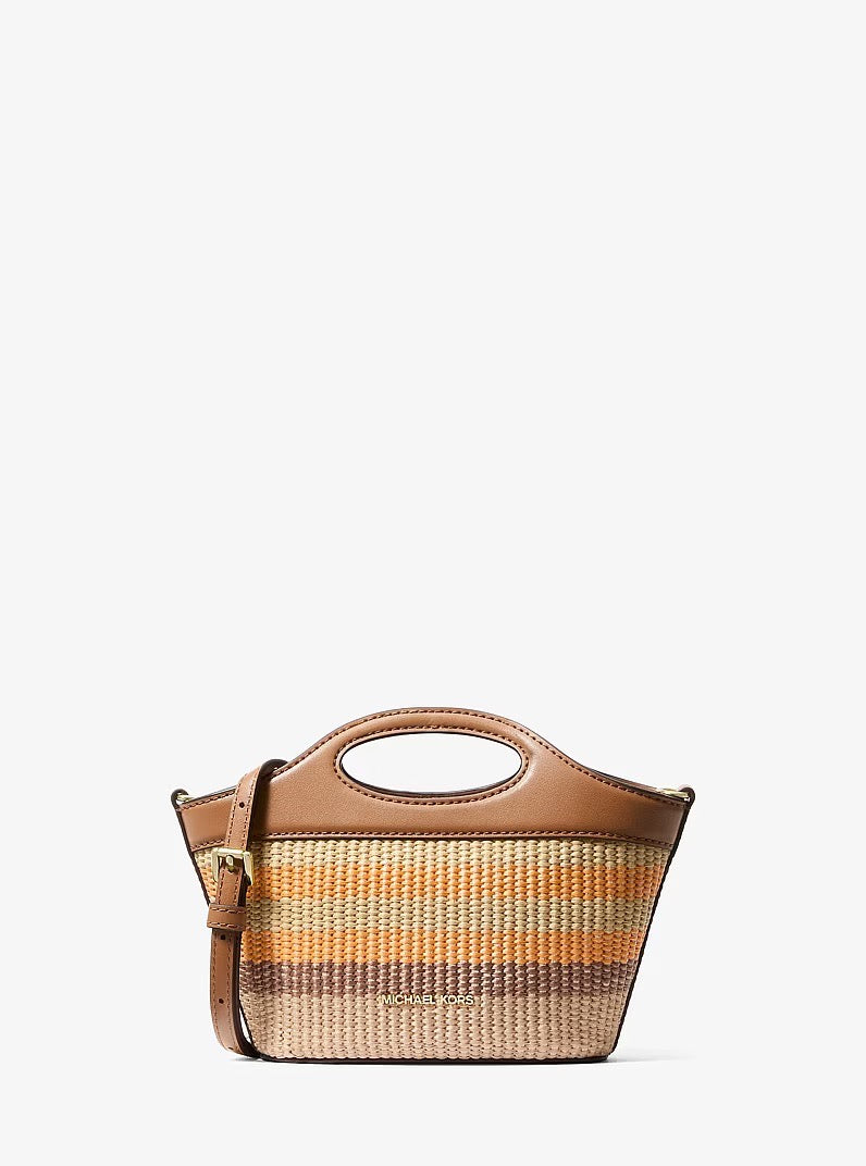 [INCOMING ETA 30 DAYS] Michael Kors Small Striped Woven Tatum Shoulder Bag in Radiant Orange (35S6GTAC1W)