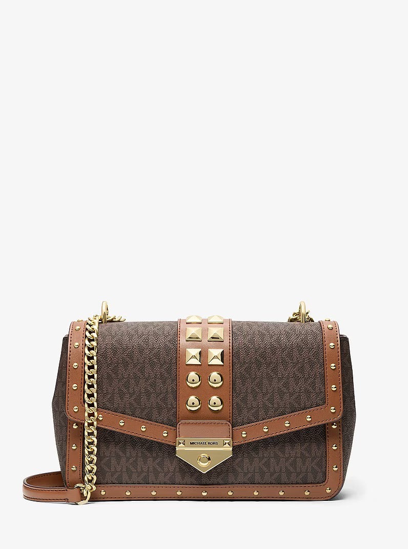 [INCOMING ETA 30 DAYS] Michael Kors Soho Large Studded Signature Logo Shoulder Bag in Signature Brown (35S6G1SL3B)