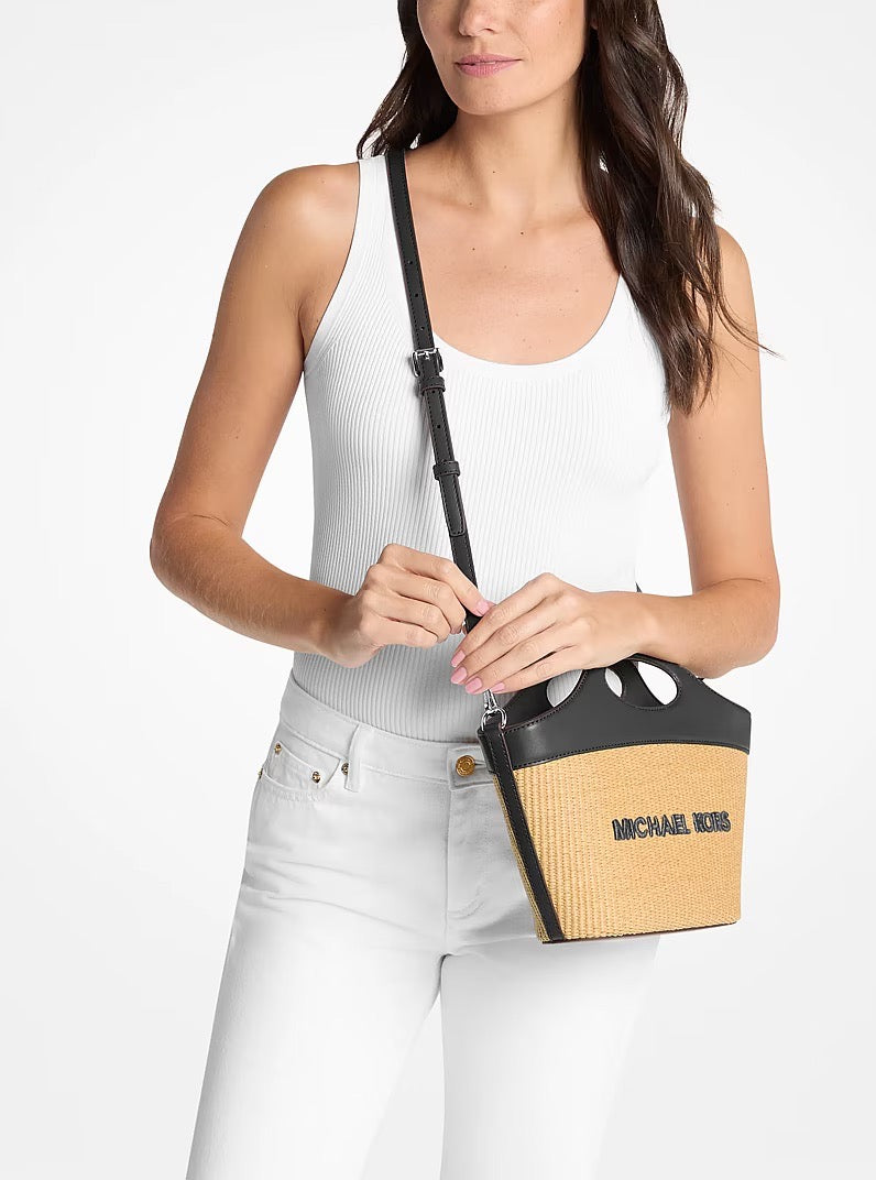[INCOMING ETA 30 DAYS] Michael Kors Tatum Medium Convertible Woven Shoulder Bag in Black (35S6STAT8W)