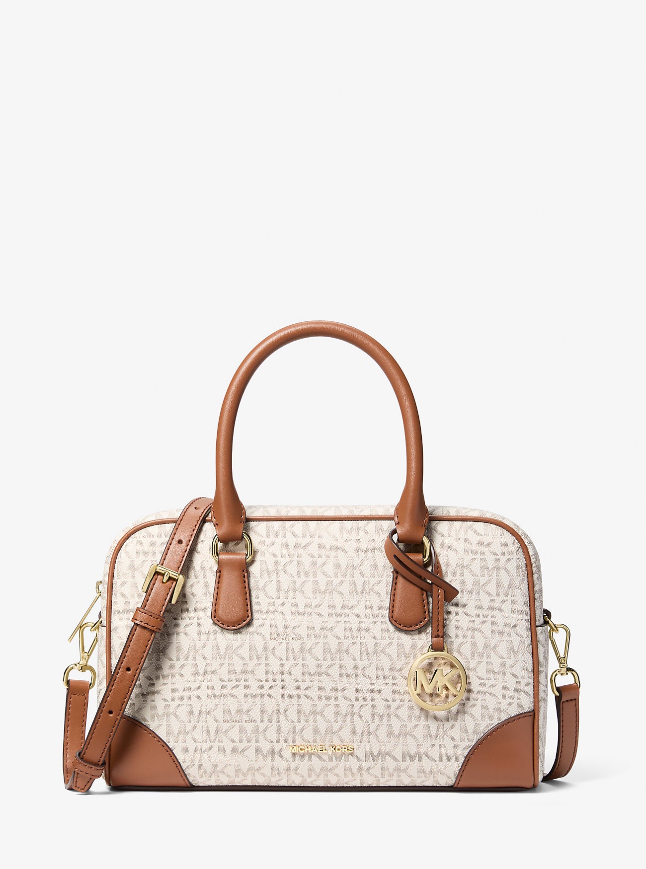 [READY STOCK MY] Michael Kors Thompson Medium Duffle Satchel in Vanilla (35F5G7OS6B)