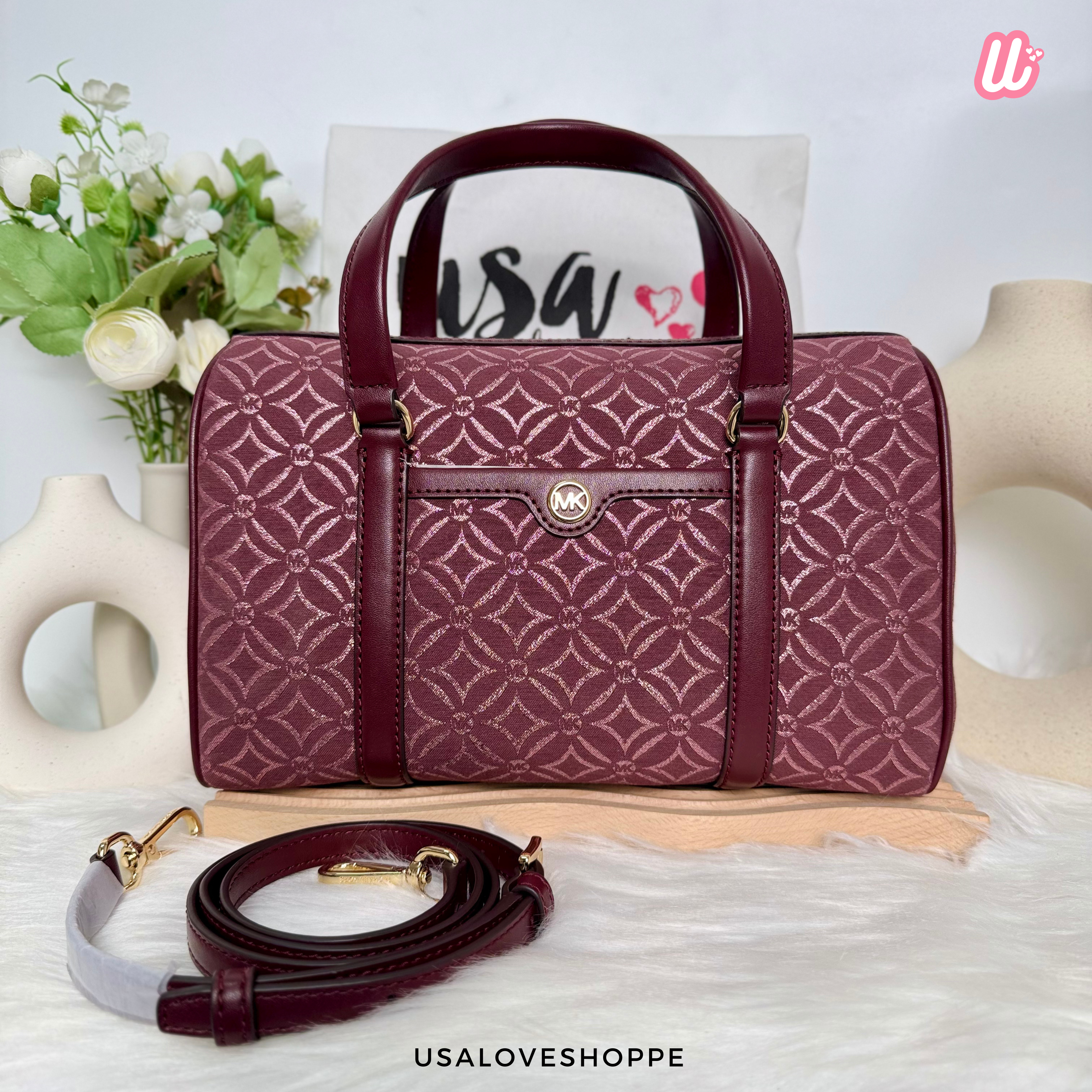 Michael Kors Travel Medium Duffle Satchel in Oxblood Multi (35F4GTFS6J)