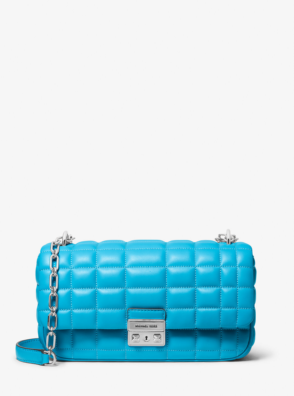 Michael Kors Tribeca Large Quilted Leather Shoulder Bag in Santorini Blue (30R4S1SL3L)