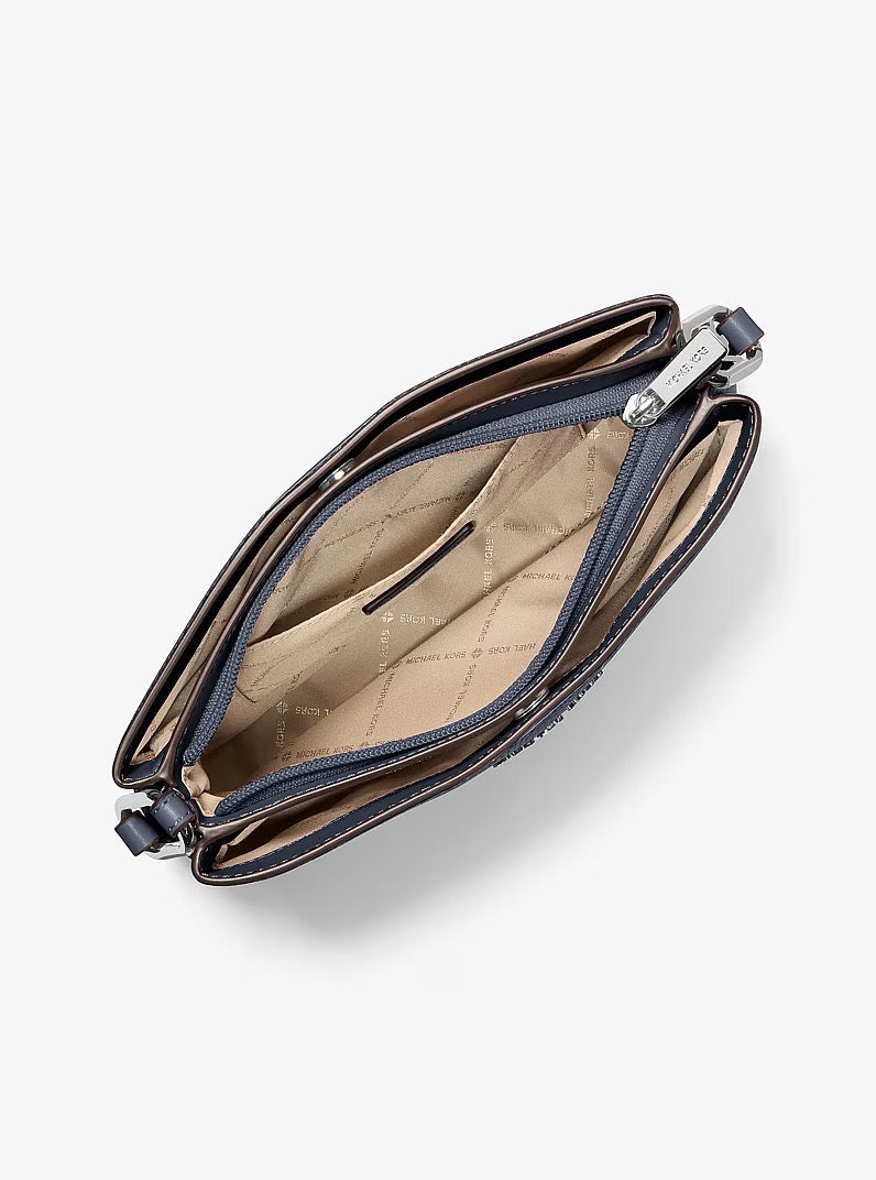 [INCOMING ETA 30 DAYS] Michael Kors Trisha Crossbody Bag in Grained Leather With Logo Print Cover in Navy Blue (35S6S9TC3L)