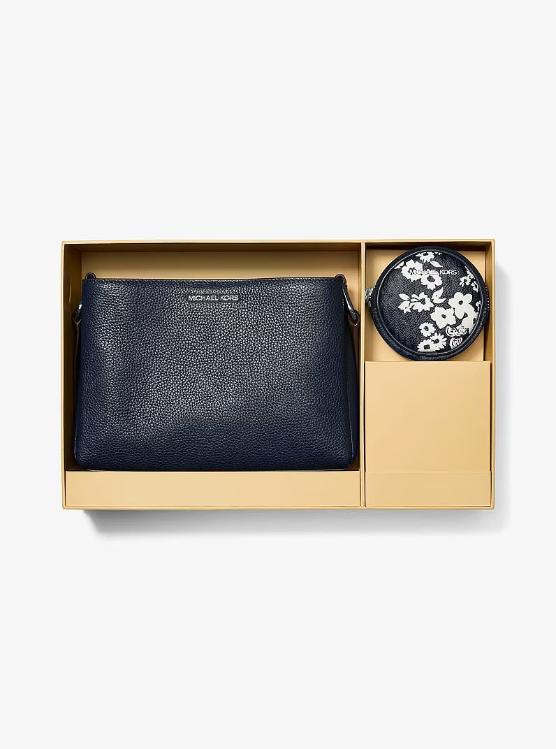 [INCOMING ETA 30 DAYS] Michael Kors Trisha Crossbody Bag in Grained Leather With Logo Print Cover in Navy Blue (35S6S9TC3L)