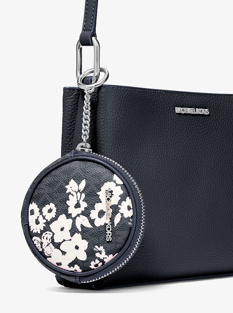 [INCOMING ETA 30 DAYS] Michael Kors Trisha Crossbody Bag in Grained Leather With Logo Print Cover in Navy Blue (35S6S9TC3L)