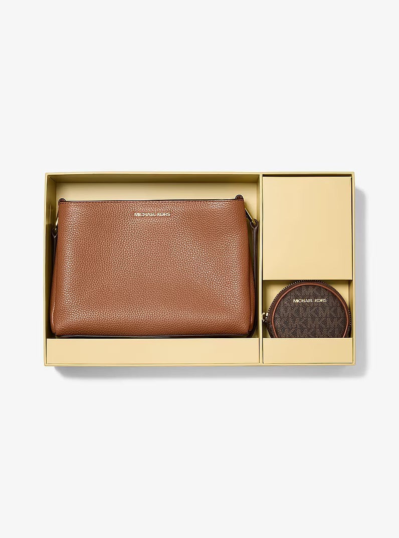 [INCOMING ETA 30 DAYS] Michael Kors Trisha Pebbled Leather Crossbody Bag With Pouch Gift Set in Luggage (35S6G9TC7L)