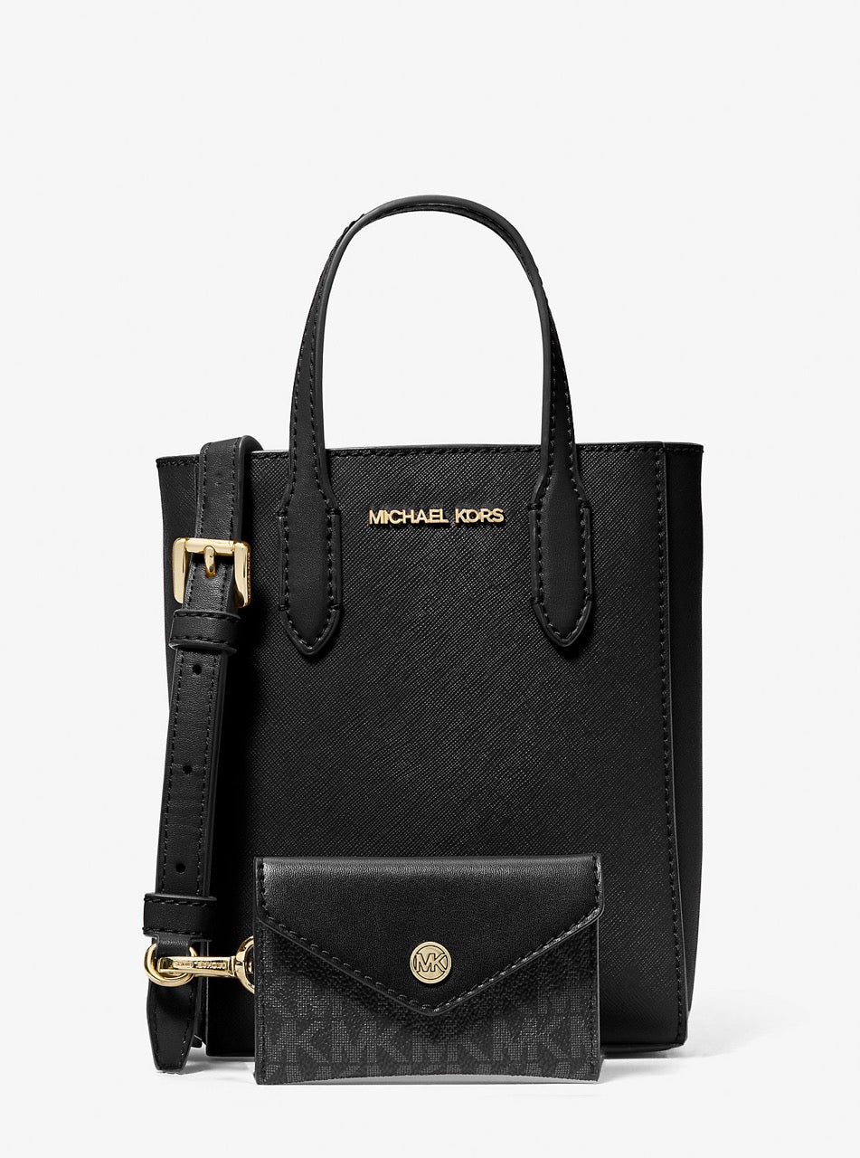 [INCOMING ETA 30 DAYS] Michael Kors Vincent XS Saffiano Leather Crossbody Bag With Logo Card Case in Black (35F4G2VC0T)