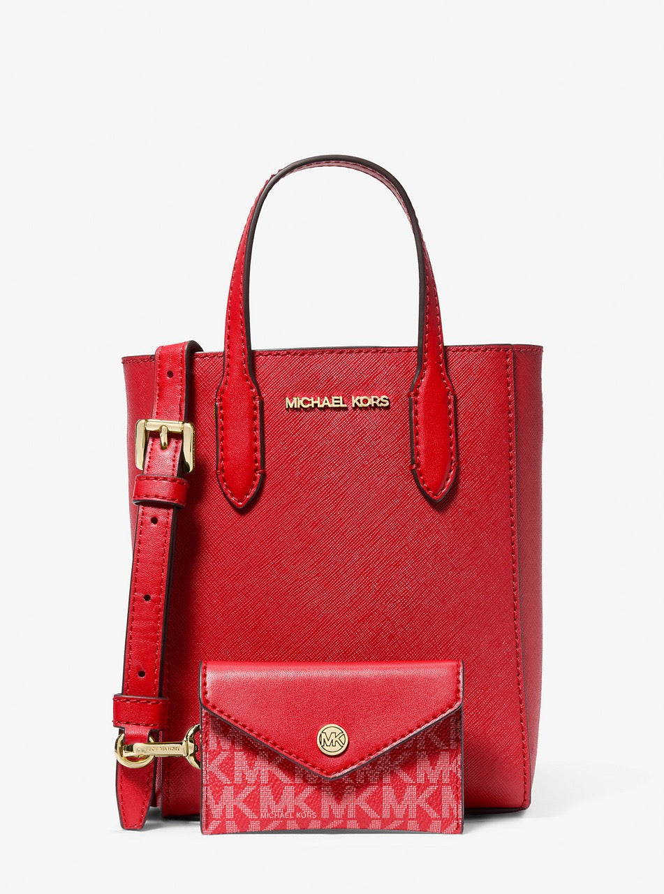 [INCOMING ETA 30 DAYS] Michael Kors Vincent XS Saffiano Leather Crossbody Logo Card Case in Bright Red (35F4G2VC0T)