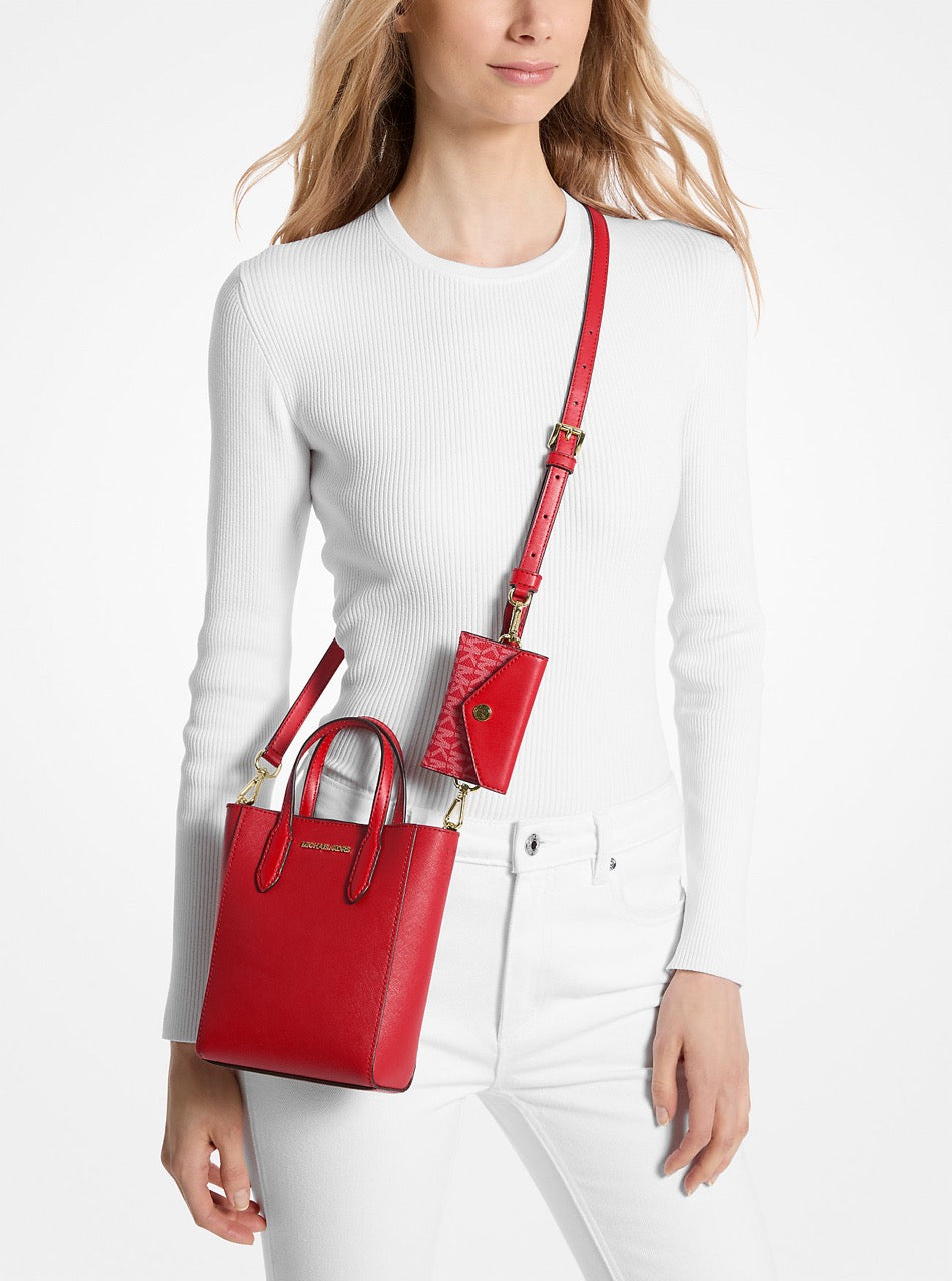 [INCOMING ETA 30 DAYS] Michael Kors Vincent XS Saffiano Leather Crossbody Logo Card Case in Bright Red (35F4G2VC0T)