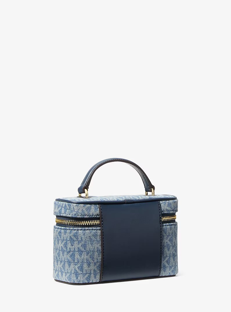 [INCOMING ETA 30 DAYS] Michael Kors Vivi Small Signature Logo Print Denim Vanity Crossbody Bag in Blue Washed (35F6GVFC5C)
