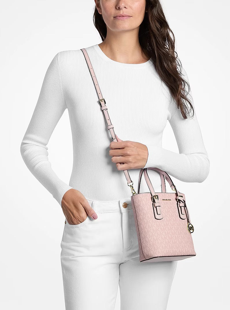 [WEB EXCLUSIVE][INCOMING ETA 30 DAYS] Michael Kors Voyager Extra-Small Signature Logo Convertible Crossbody Bag in Powder Blush (35F6GV6C0V)