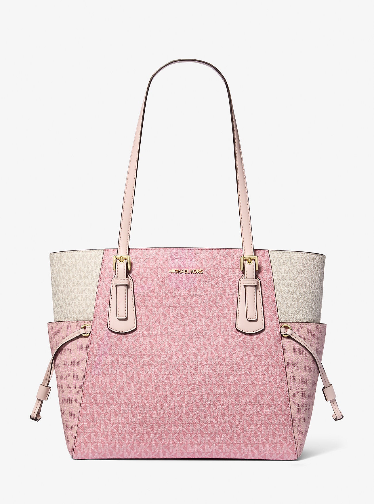 [INCOMING STOCK ETA 30 DAYS] Michael Kors Voyager Large Color-Block Sig Logo Tote Bag in Powder Blush (35S5GV6T7B)