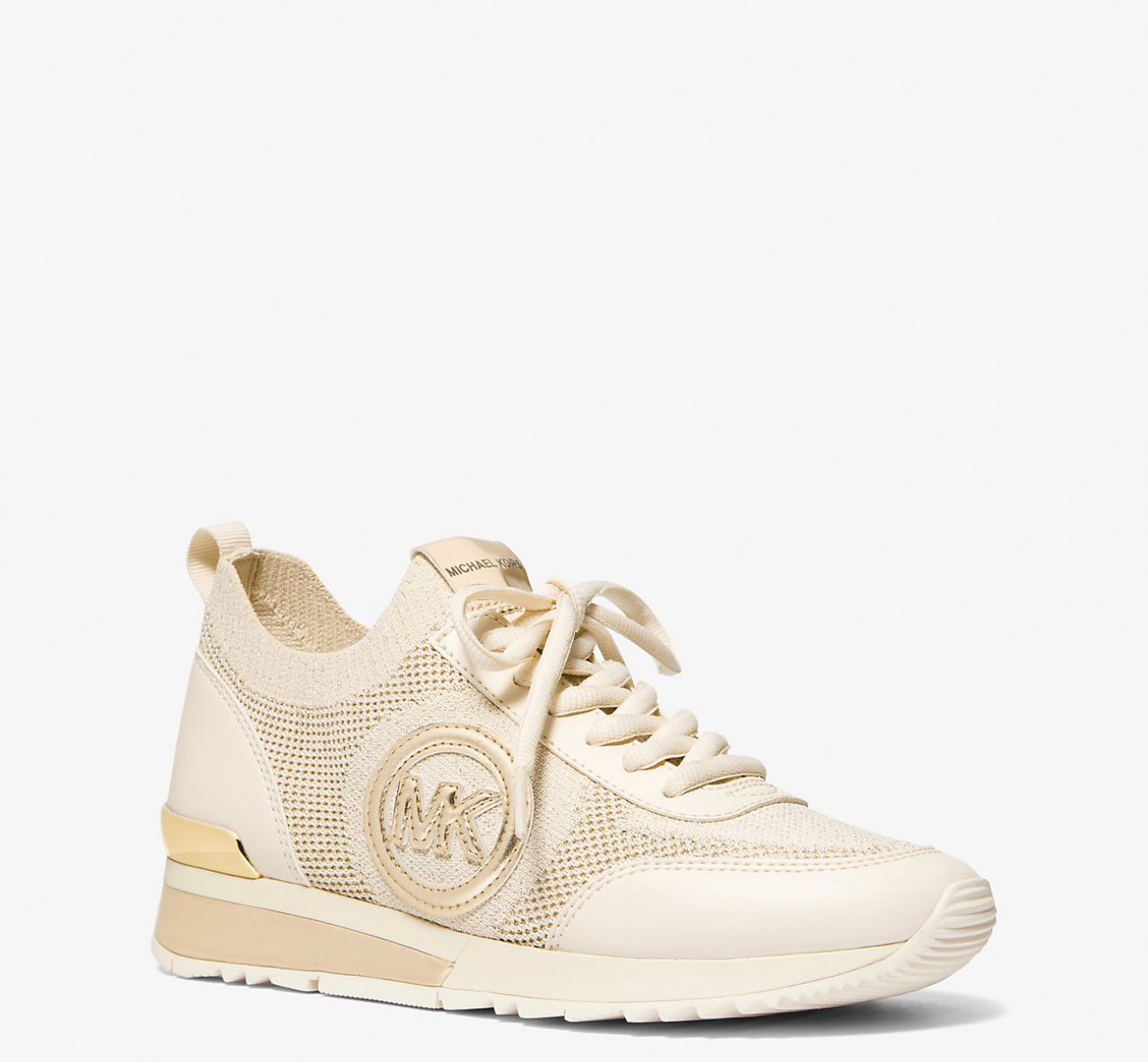 [INCOMING ETA 30 DAYS] Michael Kors W Jenkins Metallic Stretch Knit Trainer in Pale Gold (FK)(49H3JNFS3D)